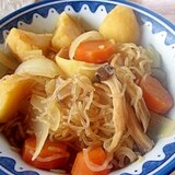 すき焼きの残り汁でじゃが芋とエリンギのごった煮